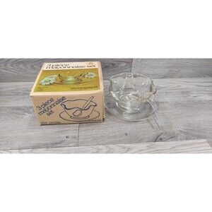 Vintage Indiana Glass Mayonnaise Dip Serving Set Clear Mid Century 3 Piece